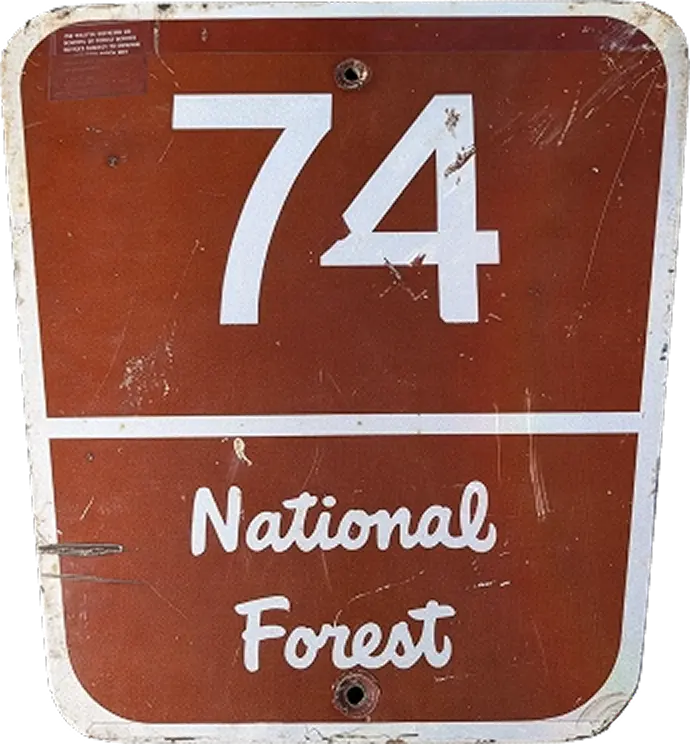 Old enamel signs in California (1958) - Route 74