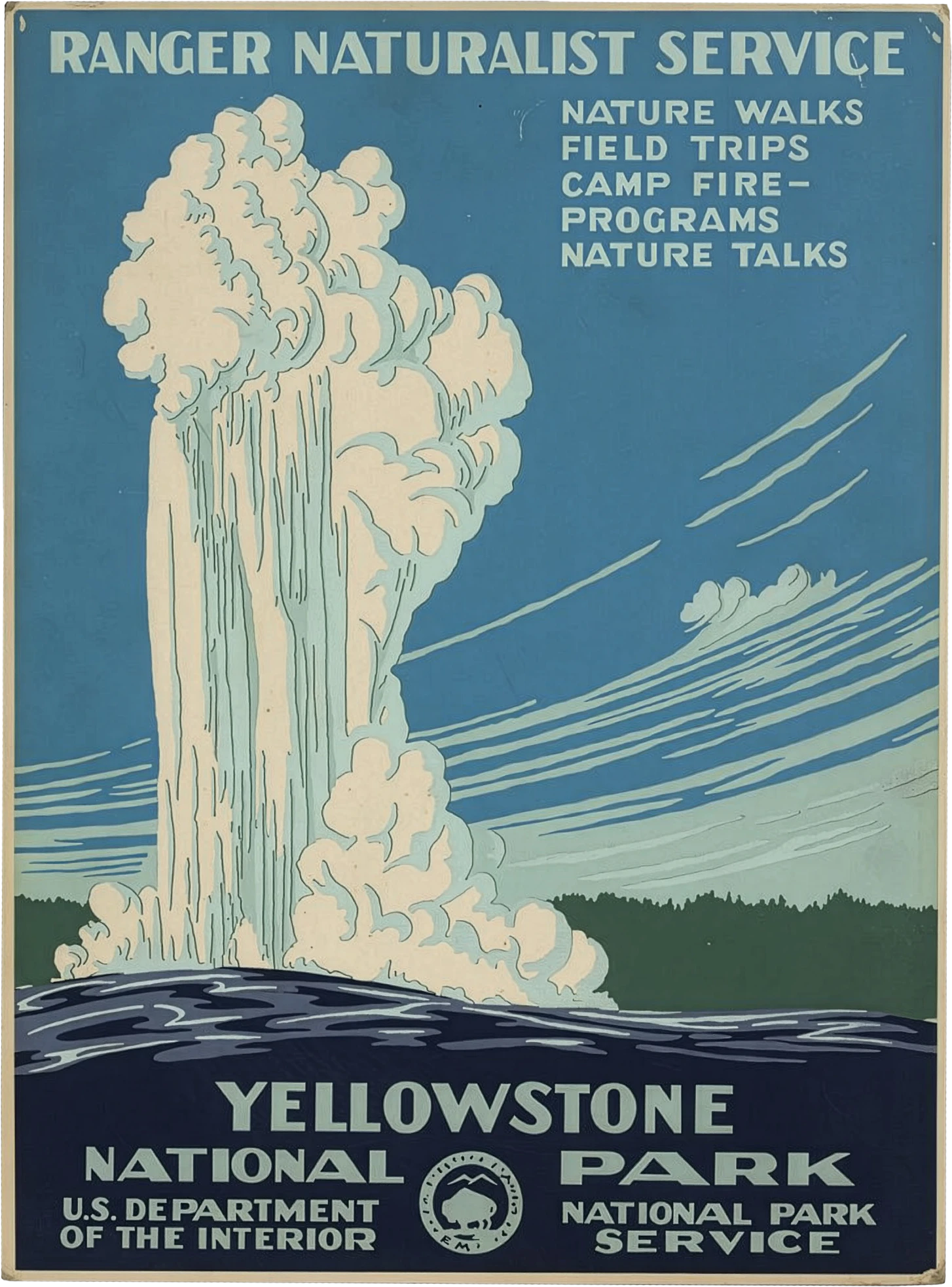 Yellowstone National Park - Ranger Naturalist Service WPA Poster
